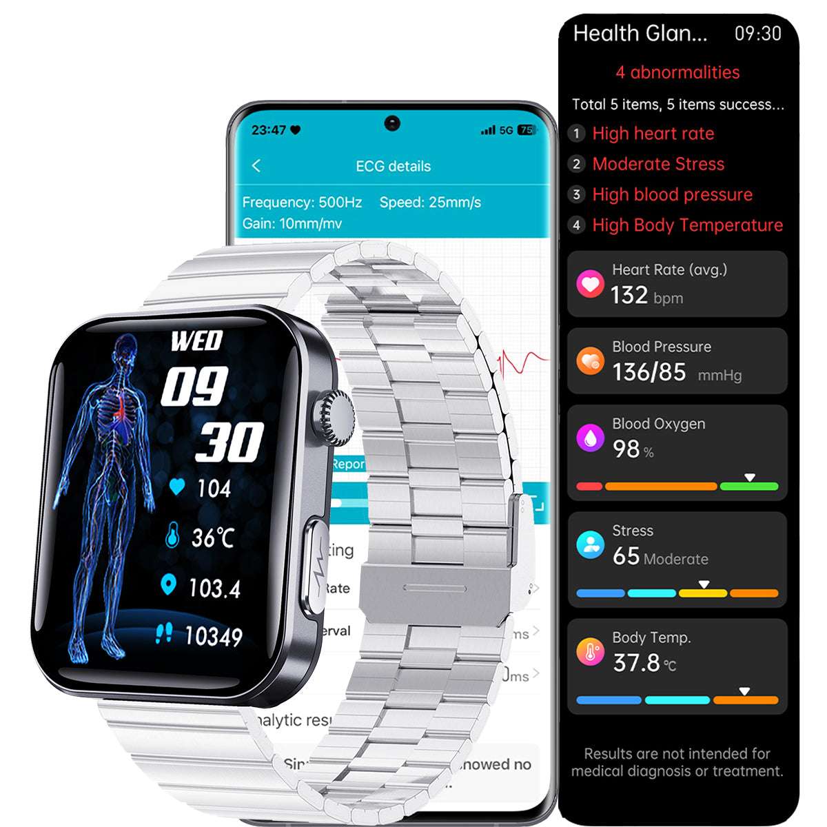 ETERNITY ECG Smart Watch – ECG Measurement, Touchscreen, Sport Health Monitoring & Compass, iOS Compatible - Fitness Tracker