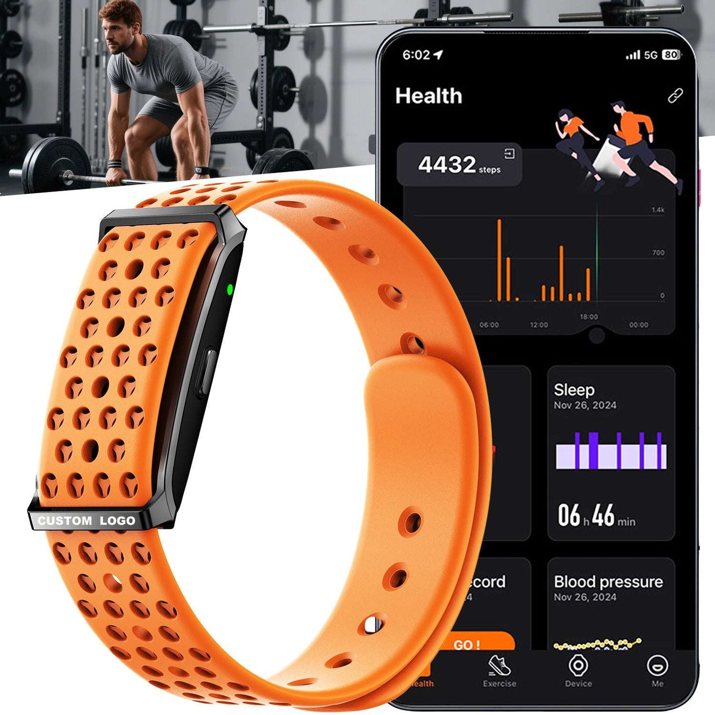 ETERNITY Whoop Band Style Slim Double-Bar No Screen Fitness Tracker - 1ATM Waterproof, Heart Rate Monitor & Activity Tracking