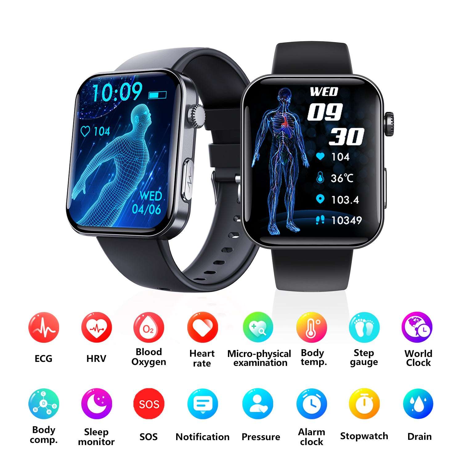 ETERNITY ECG Smart Watch – ECG Measurement, Touchscreen, Sport Health Monitoring & Compass, iOS Compatible - Fitness Tracker