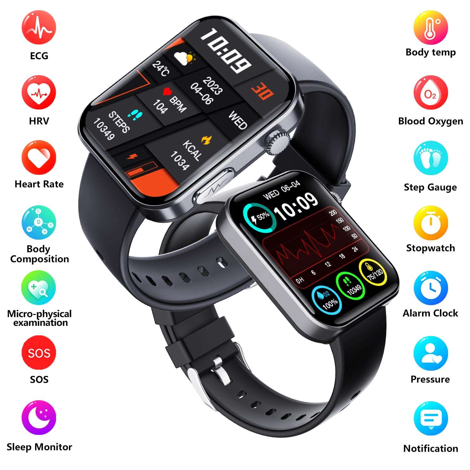 ETERNITY ECG Smart Watch – ECG Measurement, Touchscreen, Sport Health Monitoring & Compass, iOS Compatible - Fitness Tracker
