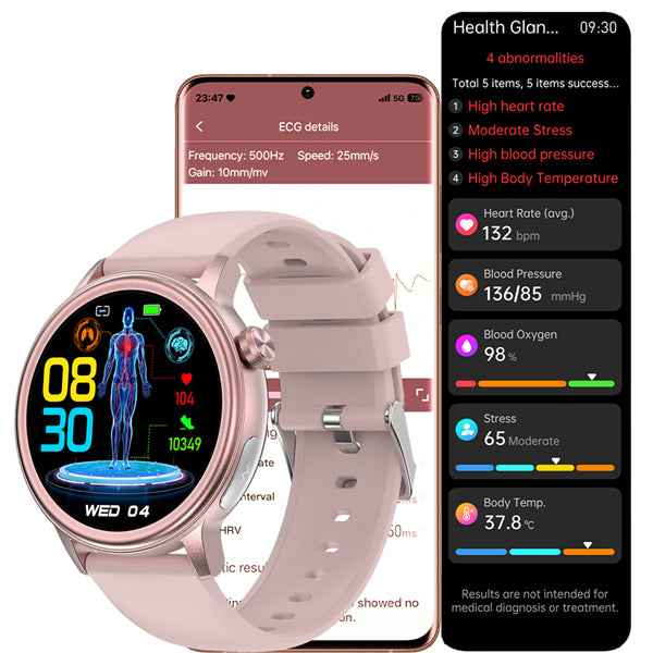 ETERNITY ECG Fitness Tracker Health Smart Watch Medical Grade, IP68, Blood Oxygen, HRV & Stress - Fitness Tracker China Uncat