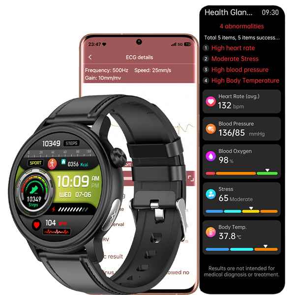 ETERNITY ECG Fitness Tracker Health Smart Watch Medical Grade, IP68, Blood Oxygen, HRV & Stress - Fitness Tracker China Uncat