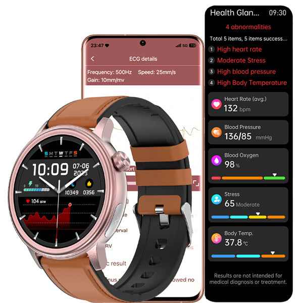 ETERNITY ECG Fitness Tracker Health Smart Watch Medical Grade, IP68, Blood Oxygen, HRV & Stress - Fitness Tracker China Uncat