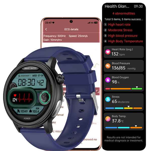 ETERNITY ECG Fitness Tracker Health Smart Watch Medical Grade, IP68, Blood Oxygen, HRV & Stress - Fitness Tracker China Uncat