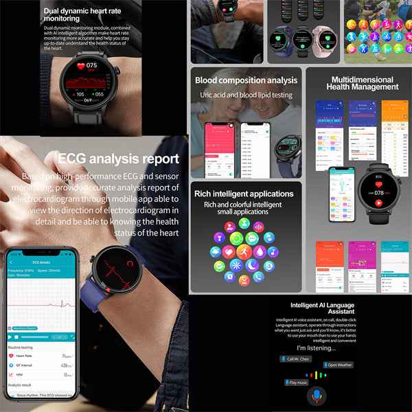 ETERNITY ECG Fitness Tracker Health Smart Watch Medical Grade, IP68, Blood Oxygen, HRV & Stress - Fitness Tracker China Uncat