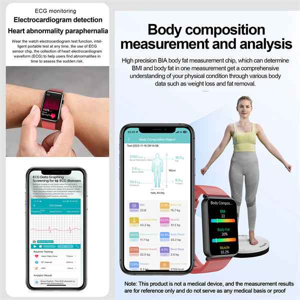 ETERNITY Fitbit Style ECG Fitness Tracker Health Smart Watch with Bluetooth Call, AI Body Fat & Health Analysis - Fitness Tra