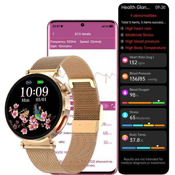 ETERNITY ECG Fitness Tracker Health Smart Watch for Women with Magnetic Charge & Multi-Language Support - Fitness Tracker Chi