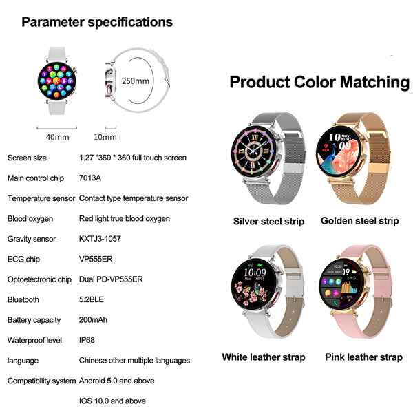 ETERNITY ECG Fitness Tracker Health Smart Watch for Women with Magnetic Charge & Multi-Language Support - Fitness Tracker Chi