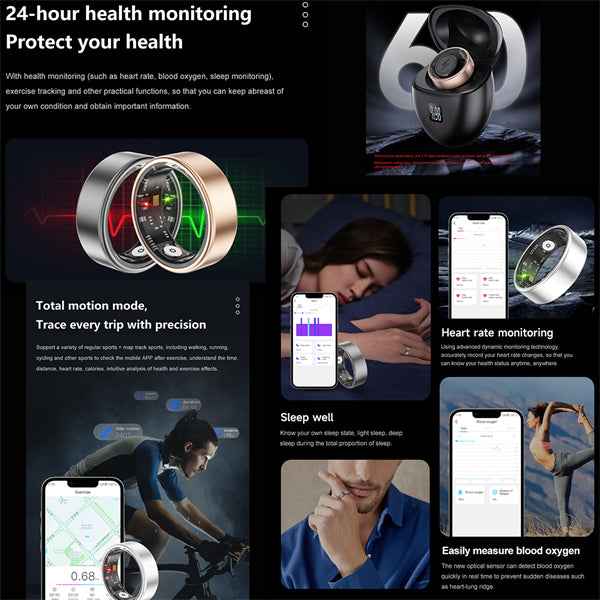 ETERNITY Fitness Tracker Smart Ring – 5ATM Waterproof with AI Analysis Vital Health Metrics, Sports Modes - Fitness Tracker C