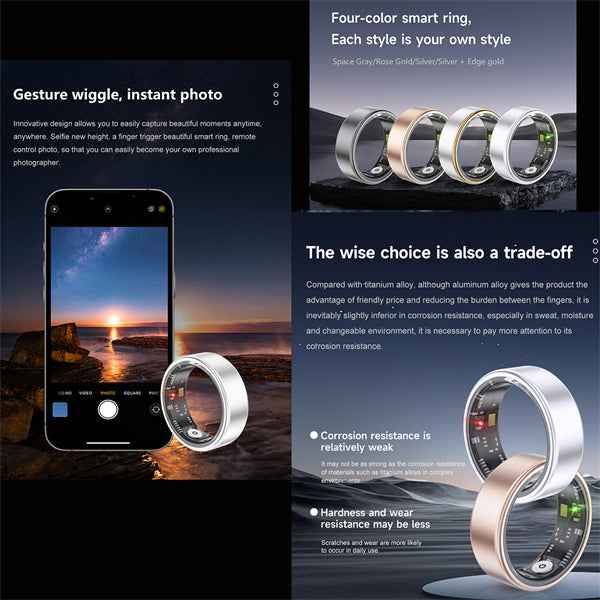ETERNITY Fitness Tracker Smart Ring – 5ATM Waterproof with AI Analysis Vital Health Metrics, Sports Modes - Fitness Tracker C