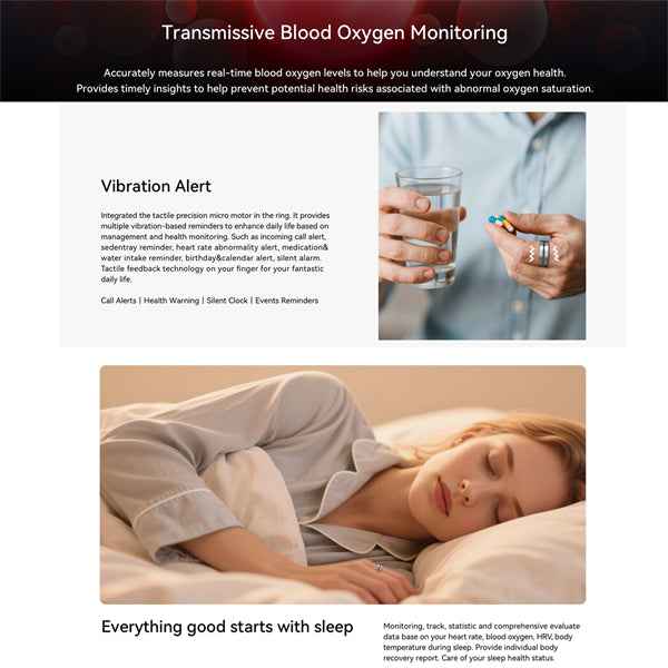 ETERNITY ECG Fitness Tracker Medical Smart Ring for Body Fat, Total Body Water & 5ATM Waterproof - Fitness Tracker China Unca