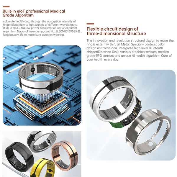 ETERNITY Fitness Tracker Smart Ring 24H Health Monitor – Heart Rate, Temp, SpO2, Sleep, 5ATM OEM - Fitness Tracker China Unca