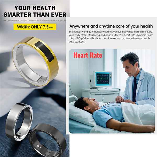 ETERNITY Multi-Touch Control Pad Fitness Tracker Smart Ring with Blood Oxygen, Sleep, Temp Monitor - Fitness Tracker China Un