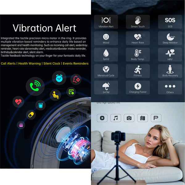 ETERNITY Multi-Touch Control Pad Fitness Tracker Smart Ring with Blood Oxygen, Sleep, Temp Monitor - Fitness Tracker China Un