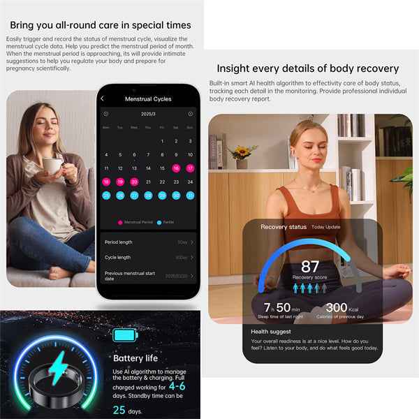 ETERNITY Multi-Touch Control Pad Fitness Tracker Smart Ring with Blood Oxygen, Sleep, Temp Monitor - Fitness Tracker China Un