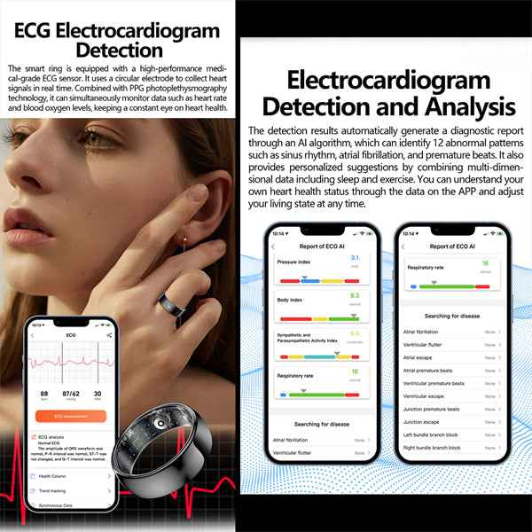 ETERNITY Waterproof Fitness Tracker Smart Ring Medical Grade – Transmissive Oximetry for Normoxic/Hypoxic Use - Fitness Track