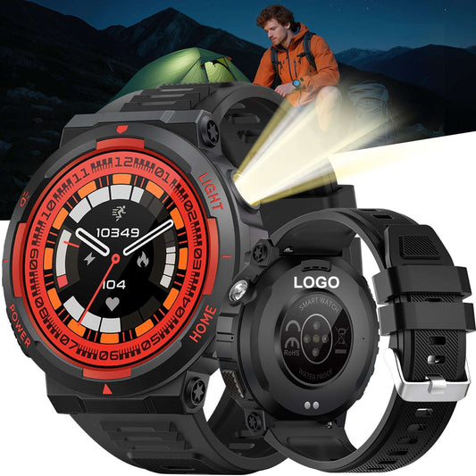 ETERNITY Outdoor Smart Watch with Flashlight – 3ATM Waterproof, Blood Pressure Monitor & AI Voice Assistant