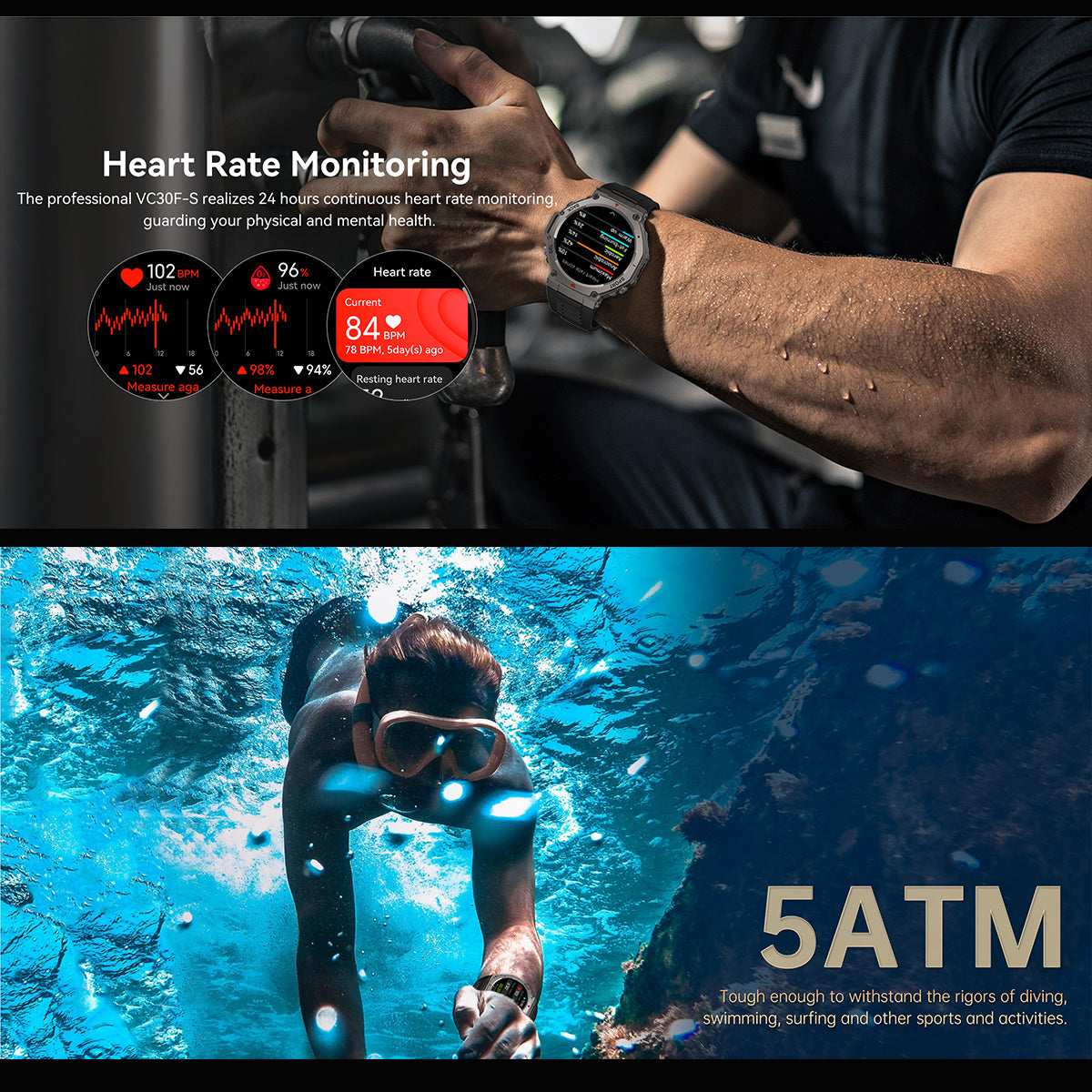 ETERNITY GPS Outdoor Sport Smartwatch – 1.43” AMOLED, 50M Waterproof, Compass & Altitude Tracker
