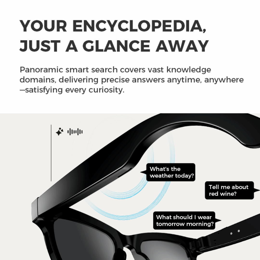 ETERNITY AI Smart Glasses With HD Camera – Air Conduction Sound, Hands-Free Calling, IP67 Waterproof & TR90 Frame