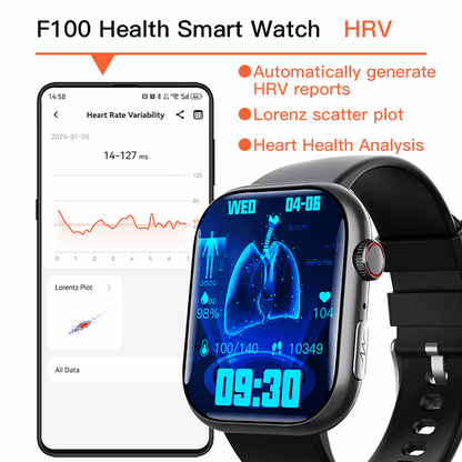 ETERNITY ECG Smart Watch – Heart Rate Monitor, Fall Alarm, Call & Music Features, IP67 Waterproof, iOS Compatible