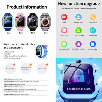 ETERNITY 4G Kids Smart Watch with SIM Card – LBS & WiFi Positioning, SOS Alert, Video Call, Camera & Step Counter