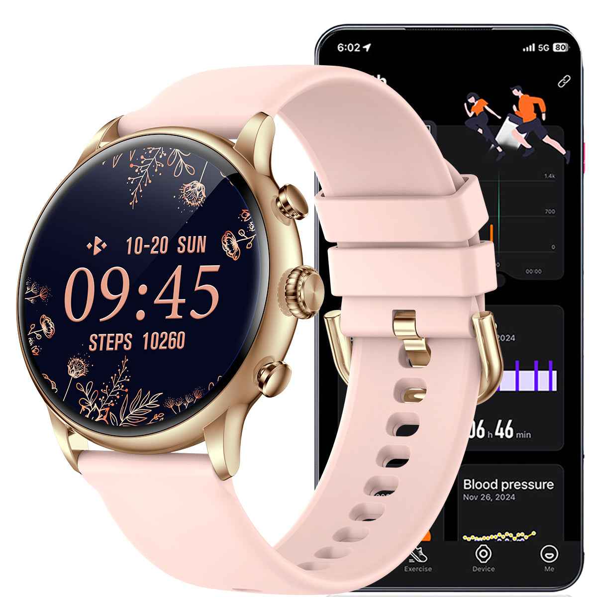ETERNITY Waterproof AMOLED Smart Watch – Fitness Tracker with Heart Rate, Blood Pressure, Sport Modes