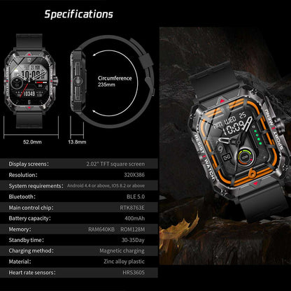ETERNITY Outdoor Smart Watch – IP67 Waterproof, Heart Rate Monitoring & Fitness Tracker for Men & Women