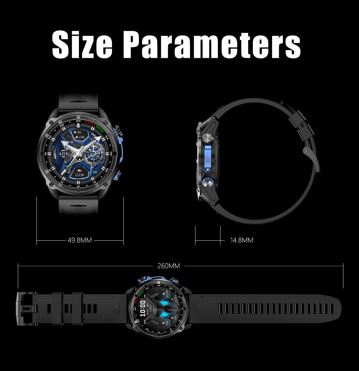 ETERNITY GPS Outdoor Sport Smart Watch – 860mAh Battery, 30-Day Standby, AMOLED Touchscreen, iOS & Android Compatible