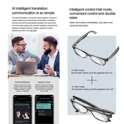 ETERNITY Multilingual AI Smart Glasses – Live Translation, Bluetooth, IP65 Waterproof - Fitness Tracker China Uncategorized (