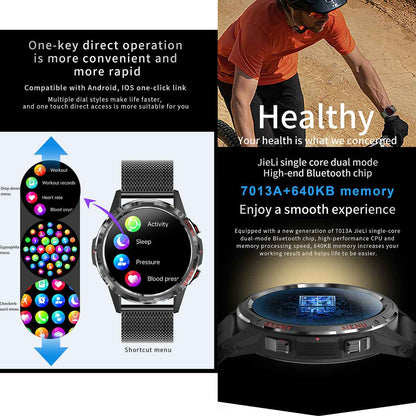 ETERNITY Outdoor Smart Watch – 24H SpO₂, Blood Pressure & Heart Rate Monitoring, Sedentary Reminder, Metal Design - Fitness T