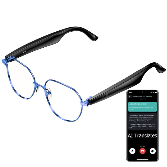 ETERNITY AI Translation Smart Glasses – OLED Display, Real-Time Interpretation in 100+ Languages, Music & Call for Business Use