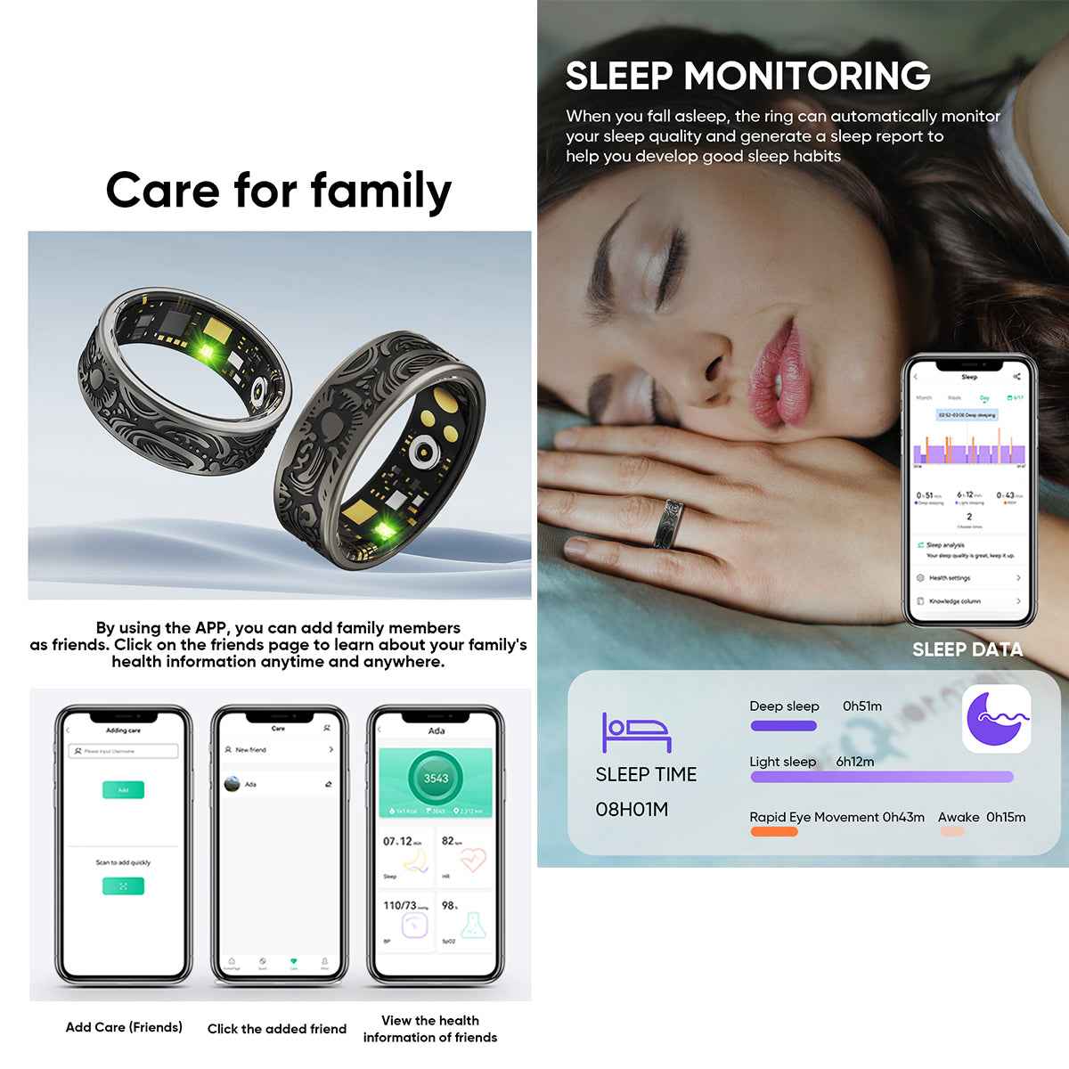 ETERNITY Sun Totem Smart Ring – Artistic Swirls, PPG Monitor, Advanced Health Tracking, Sleep Monitor, Workout & Fitness Tracking