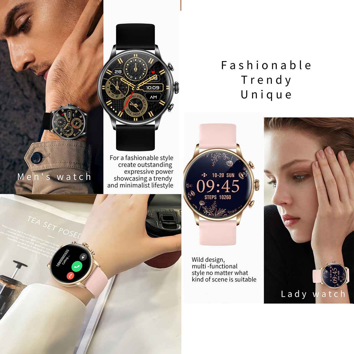 ETERNITY Waterproof AMOLED Smart Watch – Fitness Tracker with Heart Rate, Blood Pressure, Sport Modes