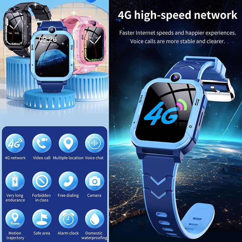 ETERNITY 4G Kids Smart Watch with SIM Card – LBS & WiFi Positioning, SOS Alert, Video Call, Camera & Step Counter