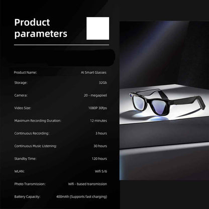 ETERNITY AI Smart Glasses with 1080P HD Camera – AI Translation, ChatGPT, Bluetooth Music, IP65 Waterproof & Fast Charging (3
