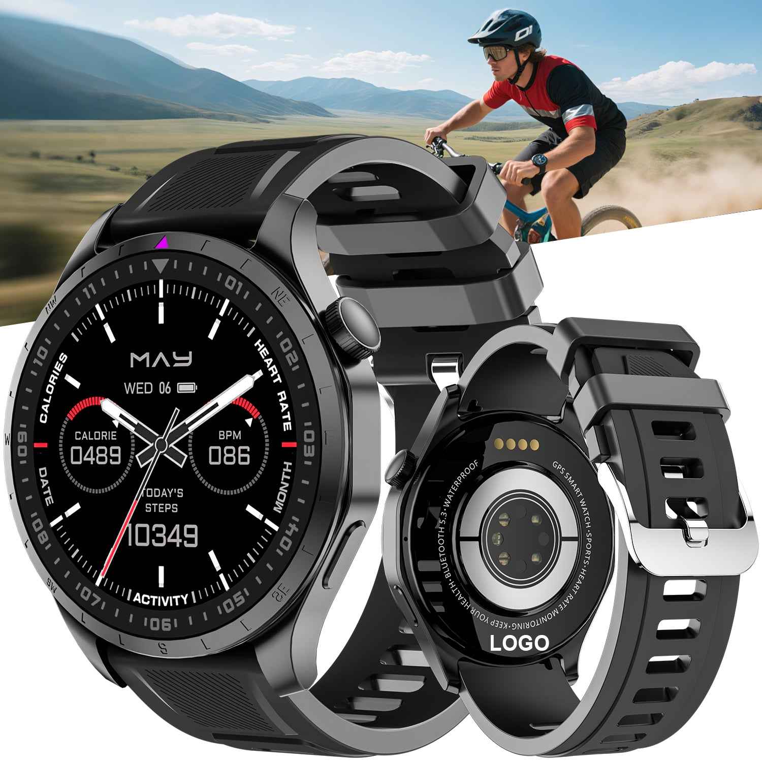GPS Fitness Tracker Rugged Smart Watch with Compass, AMOLED Screen & Offline Navigation