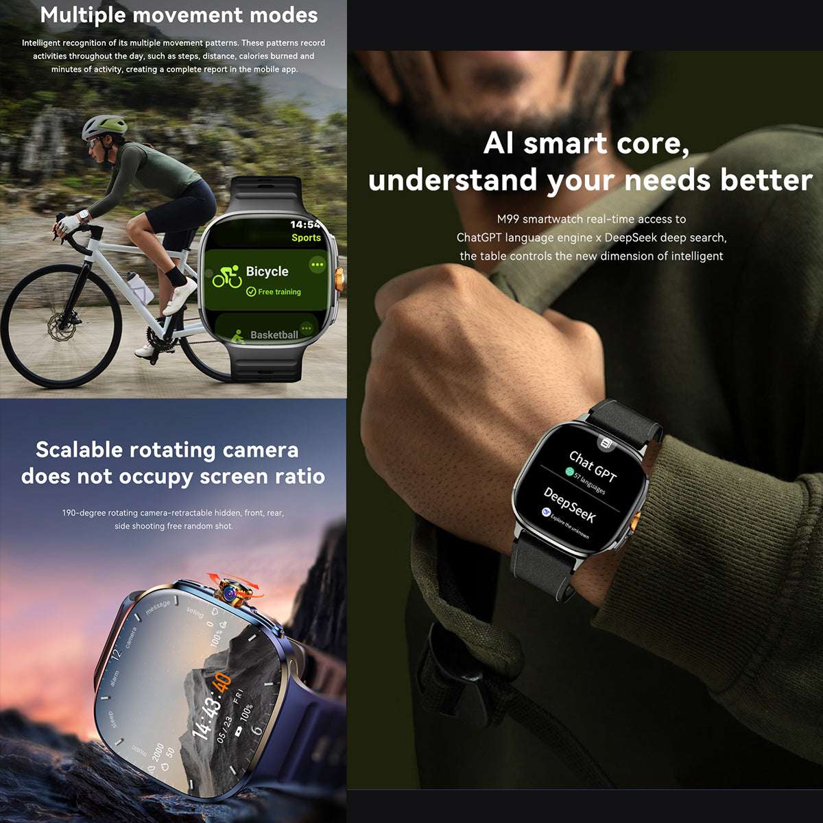 ETERNITY GPS Smart Watch with SIM Card – 480×480 Display, NFC Payment, BT Call & Health Monitoring
