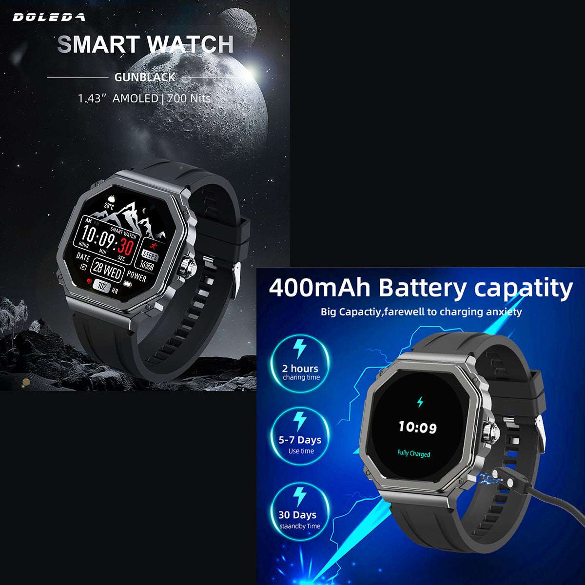 ETERNITY Talking Smart Watch Fitness Tracker – AMOLED Screen, Heart Rate, Oximetry & Blood Pressure Monitoring