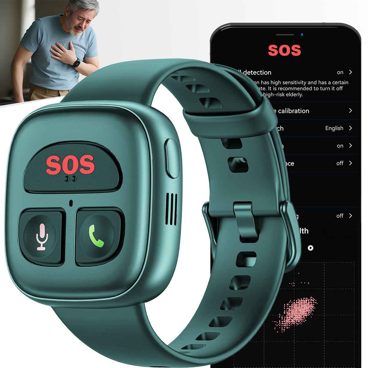 SafeGuard Elderly Smart Watch – GPS Tracker, SOS Emergency, Heart Monitor
