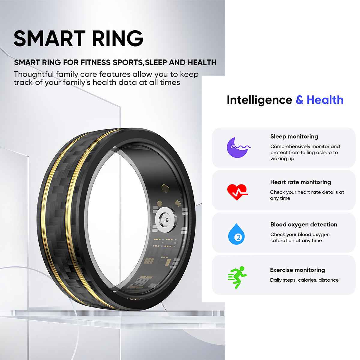 ETERNITY Crosshatch Smart Ring – Woven Texture Design, PPG Monitor, Health & Sleep Tracking, Fitness & Workout Tracking