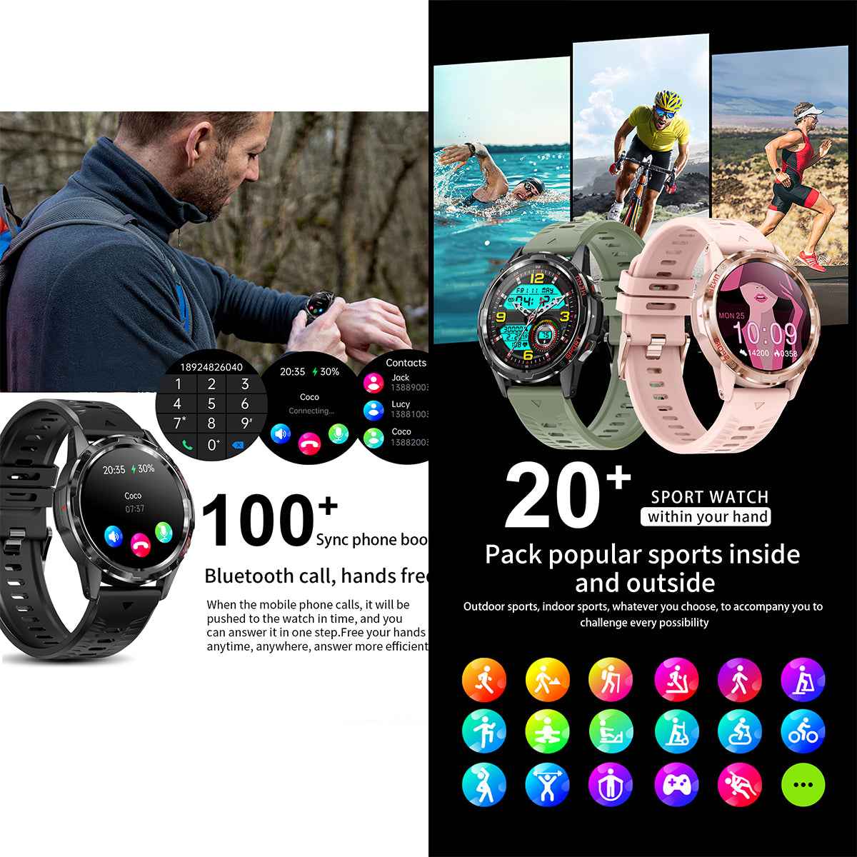 ETERNITY Outdoor Smart Watch – 24H SpO₂, Blood Pressure & Heart Rate Monitoring, Sedentary Reminder, Metal Design - Fitness T