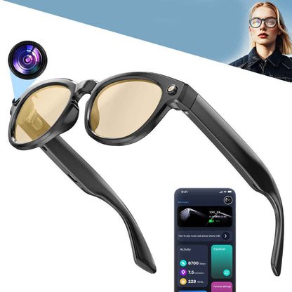 ETERNITY Smart Glasses with Camera & LED Light – Music Volume Control, Call Management, Pedometer, Calorie & Fitness Tracking