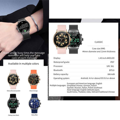 ETERNITY Waterproof AMOLED Smart Watch – Fitness Tracker with Heart Rate, Blood Pressure, Sport Modes