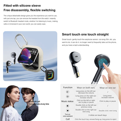 ETERNITY TFT Smart Watch with Earbuds – 240mAh Battery, NFC, Heart Rate & Blood Oxygen Monitor