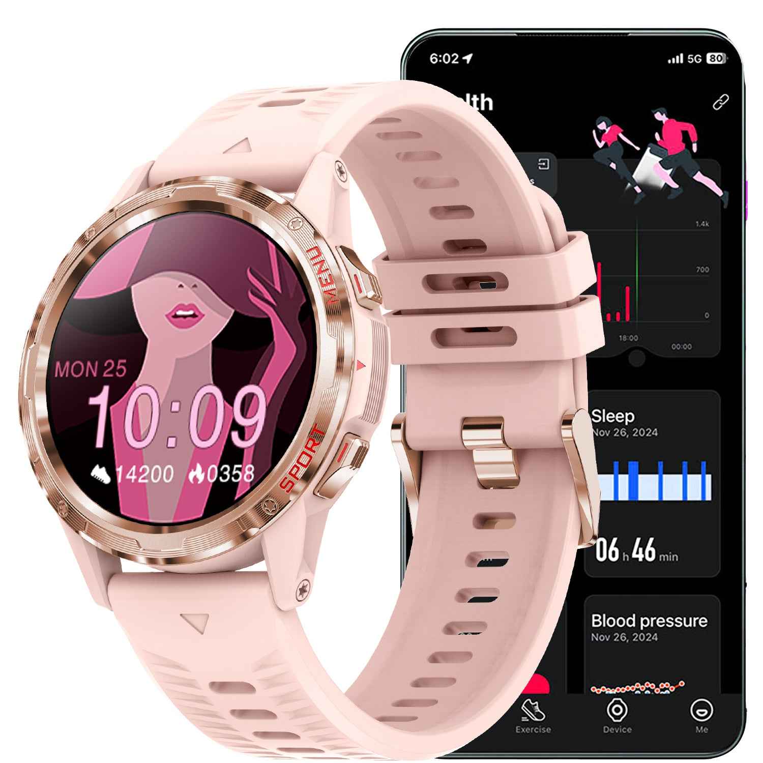 ETERNITY Outdoor Smart Watch – 24H SpO₂, Blood Pressure & Heart Rate Monitoring, Sedentary Reminder, Metal Design - Fitness T