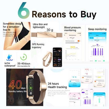 ETERNITY No Screen Women's Fitness Tracker Bracelet – Heart Rate Health Tracker Sports Modes