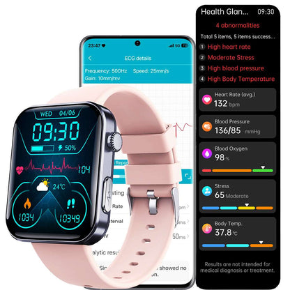 ETERNITY ECG Smart Watch – Heart Rate Monitor, Fall Alarm, Call & Music Features, IP67 Waterproof, iOS Compatible