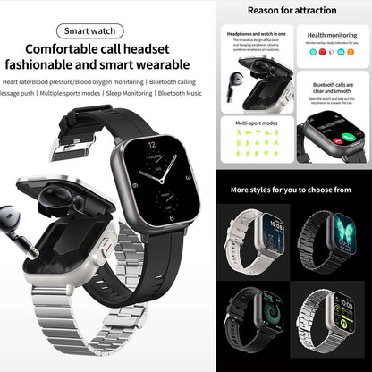 ETERNITY 2-in-1 Smart Watch with Earphones – 2.01” TFT Screen, NFC Payment, Magnetic Charging, 15-Day Standby & Multi-Sport Modes