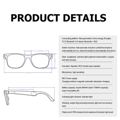 ETERNITY Multilingual AI Smart Glasses – Live Translation, Bluetooth, IP65 Waterproof - Fitness Tracker China Uncategorized (