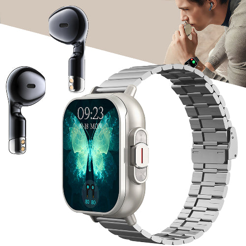 ETERNITY 2-in-1 Smart Watch with Earphones – 2.01” TFT Screen, NFC Payment, Magnetic Charging, 15-Day Standby & Multi-Sport Modes
